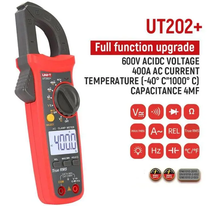 UNI-T-UT202-Digital-Clamp-Meter-400-600A-Automatic-Range-True-RMS